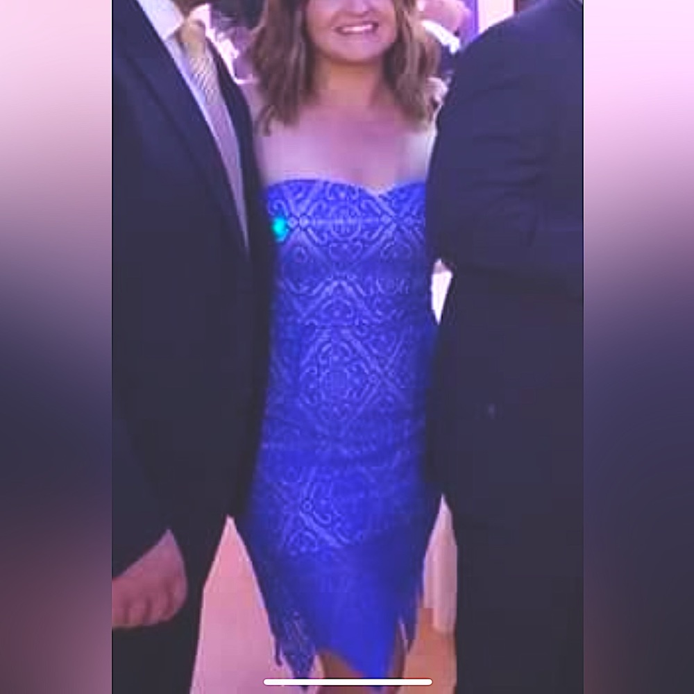 Blue Lace strapless dress